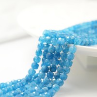 Blå Jade，8mm Facetterede Terning, Hel Streng
