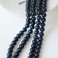 Blå Obsidian，8mm rund，hel streng 38cm