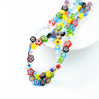 Blomsterformet  Glasperler 12mm、8mm/39cm  - Mix