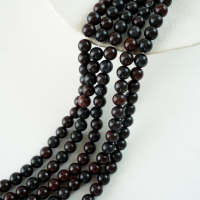 Blomstret rød sten,8mm rund,hel streng 38cm