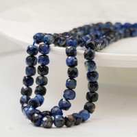Blue Tiger Eye,8mm Terning, Hel Streng