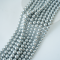 Crystal pearl,12mm rund/40cm, Hel Streng - Dove Grey
