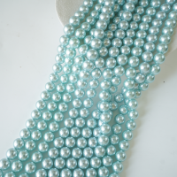 Crystal pearl,12mm rund/40cm, Hel Streng - Light Blue