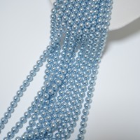 Crystal pearl,6mm rund/39cm, Hel Streng - Blue