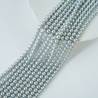 Crystal pearl,8mm rund/40cm, Hel Streng - Dove Grey
