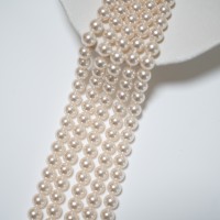 Crystal pearl,8mm rund/40cm, Hel Streng - Ivory