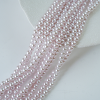 Crystal pearl,8mm rund/40cm, Hel Streng - Pink