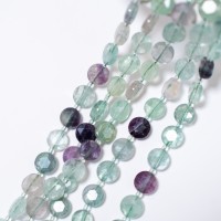 Fluorescerende Kvarts，10.4mm facetslebne mønter/37cm，hel streng