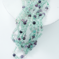 Fluorescerende Kvarts，6mm rund，hel streng 37cm