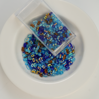 GB Jordnød Beads,Metallisk Glans  Blue，ca. 2*4mm, ca. 10G, 1 æske