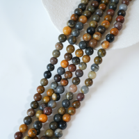 Gul Havbølgesten，8mm rund，hel streng 38cm