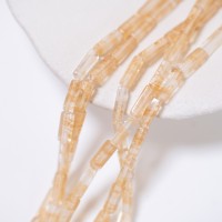 Gul Rutileret Kvarts,firkantet prisme，4*13.5mm/40cm,Hel Streng