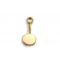Vedhæng, flad rund, emalje, 12x11x1,5 mm, FG, cremefarvet, 2 stk.