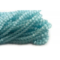 Cat Eye, ca. 5-6 mm, lys turkis, 1 streng