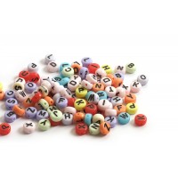 Alfabet perler, acryl, ca. 7x4 mm, ca. 220 perler