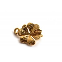 Blomst, link, ca. 10x8 mm, forgyldt med 18K guld, 2 stk.