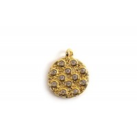 Vedhæng, mønt med zirkonia, 15x12x2 mm, FG, 1 stk.
