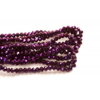 Glasperle, rondel, facet, lilla, 3x2 mm, 1 streng