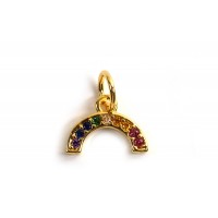Vedhæng, regnbue m/zirkonia, ca. 7x10x1,5 mm, FG med 18 K guld, 1 stk.