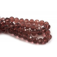 Glasperle, rondel, facet, lavendelfarvet, 10x7 mm, 1 streng