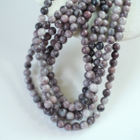 Lilla Træmønstret Sten，6mm rund，hel streng 38cm