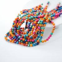 Naturlige skal perler,7mm rund, hel streng 38cm - Mix