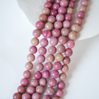 Rød Træåre Sten，10mm rund，hel streng 38cm