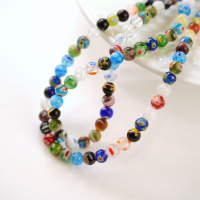 Rund glasperler 6mm/34cm - Mix 1