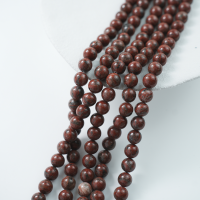 Sesamrød Jasper，10mm rund，hel streng 37cm
