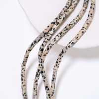 Sort-hvid Plettet，13.5*4.5mm Cylinder Formet/40cm, Hel Streng