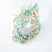 Trefarvet Jade，8mm rund，hel streng 37cm