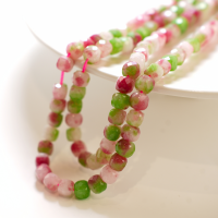Turmali‌，8mm Facetterede Terning, Hel Streng - Watermelon