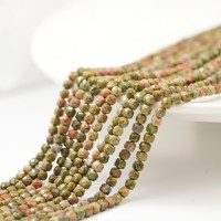Unakit, 4mm Facetterede Ternin, Hel Streng