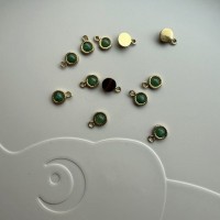 Vedhæng, m. grøn aventurin ca. 4.6 x 6.6 mm, FG 1 stk.rustfrit stål forgyldt med 18K guld, vandfast