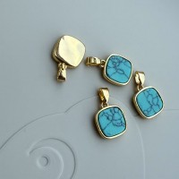 Vedhæng, m. Turkis Pendant sten ca. 10.53x16.39  mm, FG, 1 stk. rustfrit stål forgyldt med 18K guld, vandfast