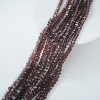 Zirkon,Diamantslebet Rund, 6*8mm/39cm，Hel Streng - Brun