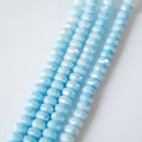 Zirkon,Facetslebne rondeller， Macron, 8mm/39cm，Hel Streng - Lyseblå