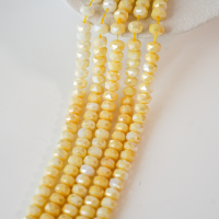 Zirkon,Facetslebne rondeller， Macron, 8mm/39cm，Hel Streng - Lysegul