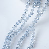 Zirkon,Facetslebne rondeller med mellemled, 6mm/55cm，Hel Streng - Gråblå