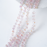 Zirkon,Facetslebne rondeller med mellemled, 6mm/55cm，Hel Streng - Lyserød