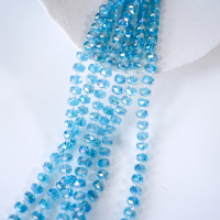 Zirkon,Facetslebne rondeller med mellemled, 8mm/55cm，Hel Streng - Dybhavesblå