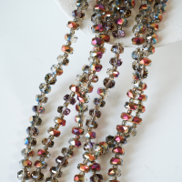 Zirkon,Facetslebne rondeller med mellemled, 8mm/55cm，Hel Streng - Forzinket Tea