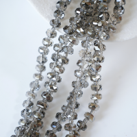 Zirkon,Facetslebne rondeller med mellemled, 8mm/55cm，Hel Streng - Grå