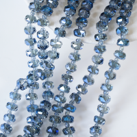 Zirkon,Facetslebne rondeller med mellemled, 8mm/55cm，Hel Streng - Gråblå