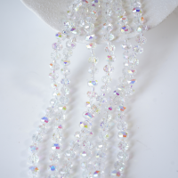 Zirkon,Facetslebne rondeller med mellemled, 8mm/55cm，Hel Streng - Iridiserende hvid