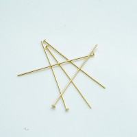 30mm guldfarvede perlestave med fladt hovede, Sølvbelagt, 18kt guldbelagte,4 stk