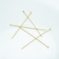 40mm guldfarvede perlestave med fladt hovede, Sølvbelagt, 18kt guldbelagte,4 stk