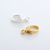 Stribet lobsterclasp,SøLvbelagt, 18Kt Guldbelagte, 1 stk.