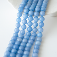 Akvamarin，10mm rund，hel streng 38cm