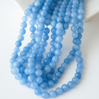Akvamarin，8mm rund，hel streng 38cm